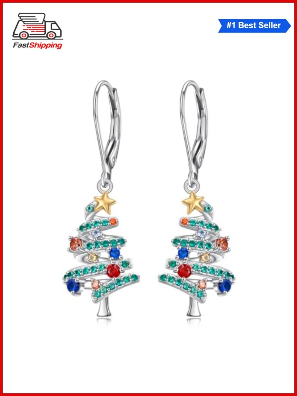 ✨ 925 Sterling Silver Filigree Dangle Drop Leverback Teardrop Christmas Earrings